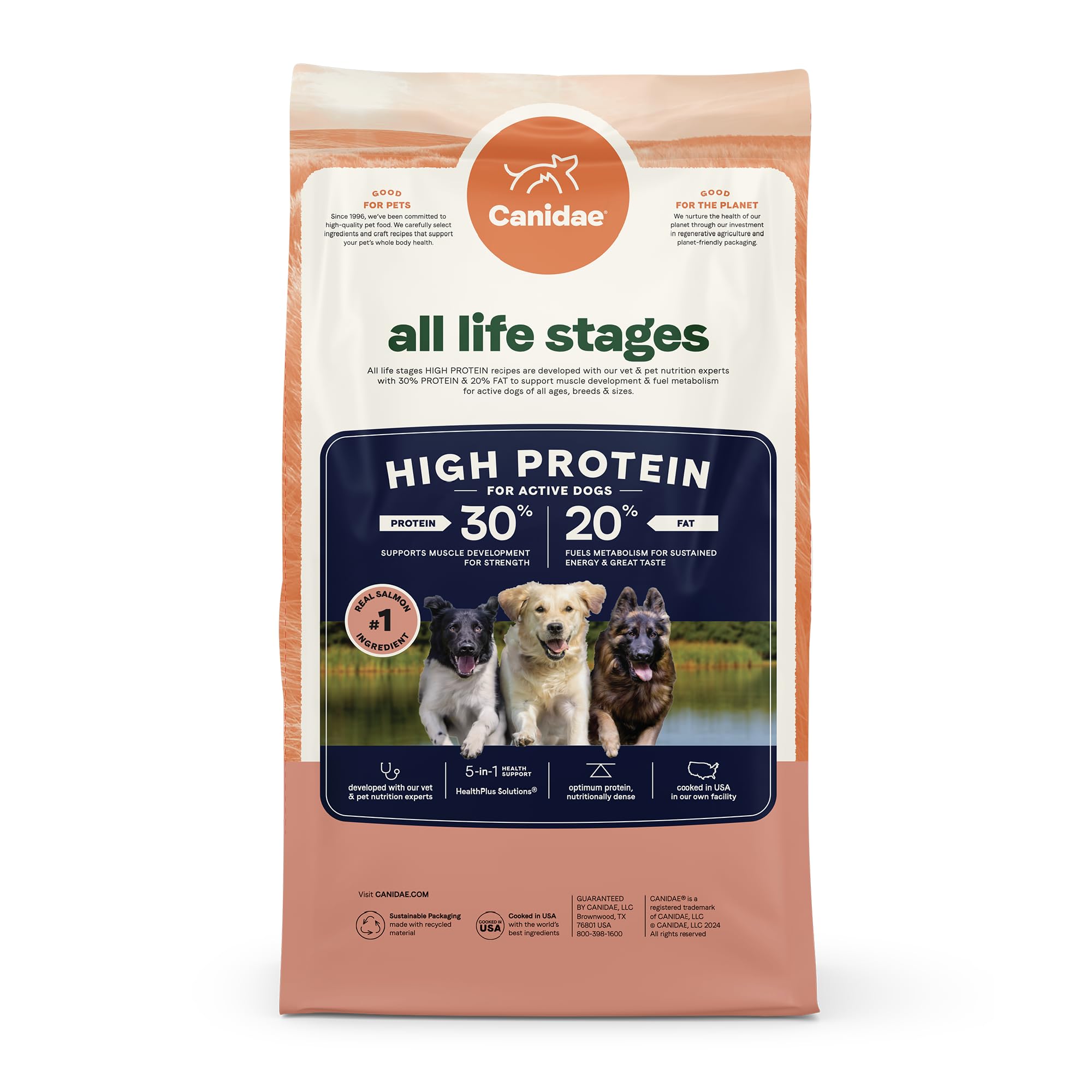 CANIDAE détail emballage recyclé montrant engagement durable
