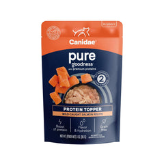 CANIDAE emballage avant montrant lot de 12 et portion pratique