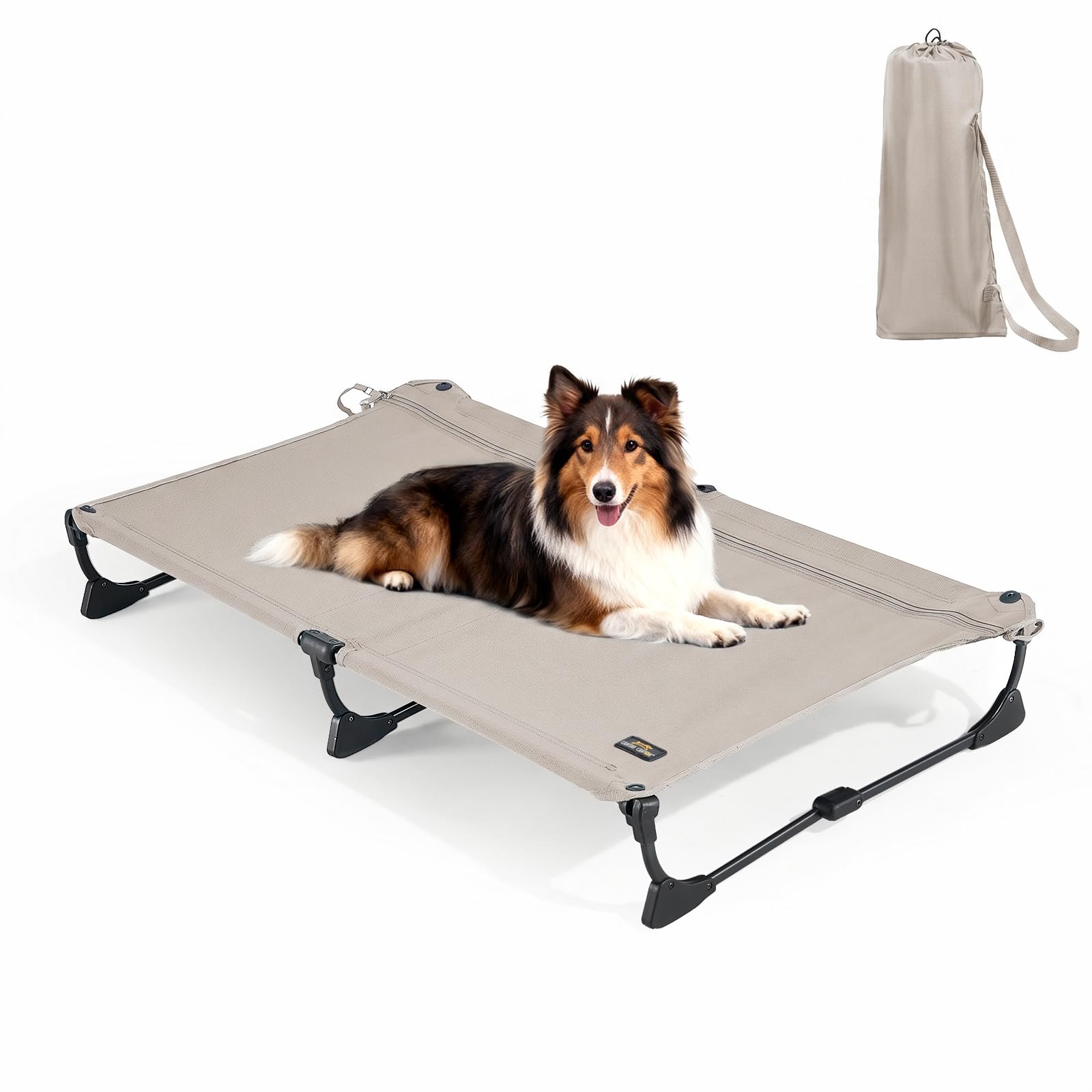CANINE CANYON vue avant du Daisy Cot plié pour un rangement facile