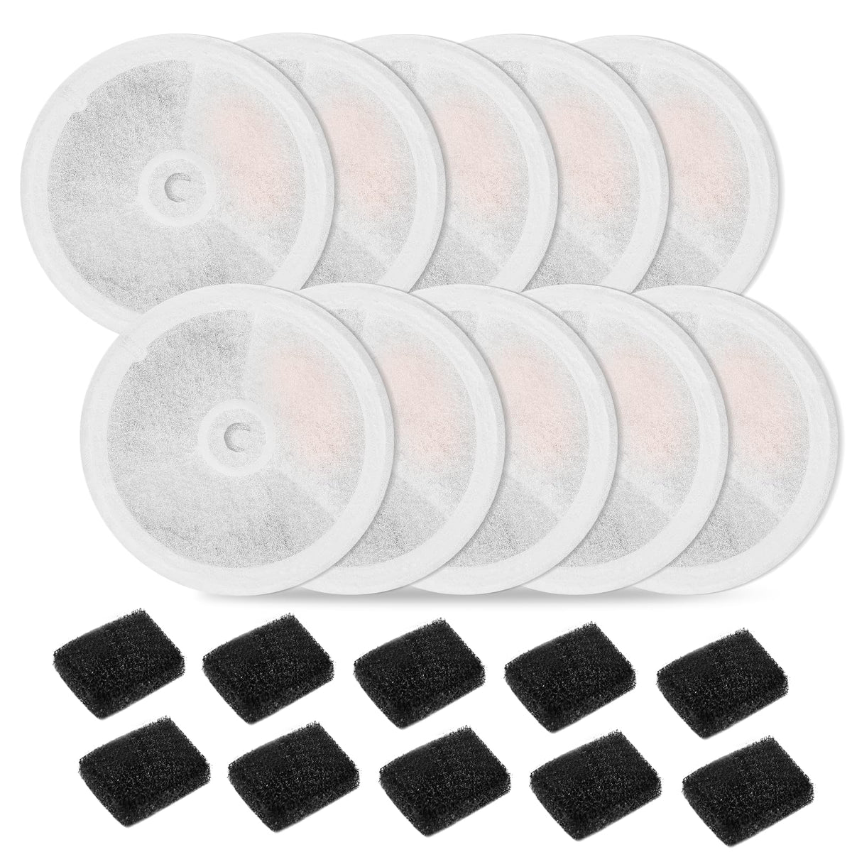 Carcent packaging avant montrant le lot de 10 filtres et 10 mousses, rangement pratique