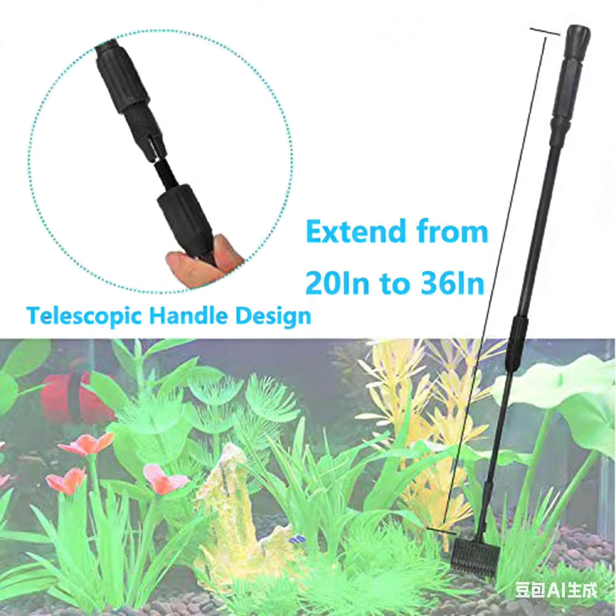 Carefree Fish brosse d'angle insérée dans coin difficile pour nettoyage ciblé