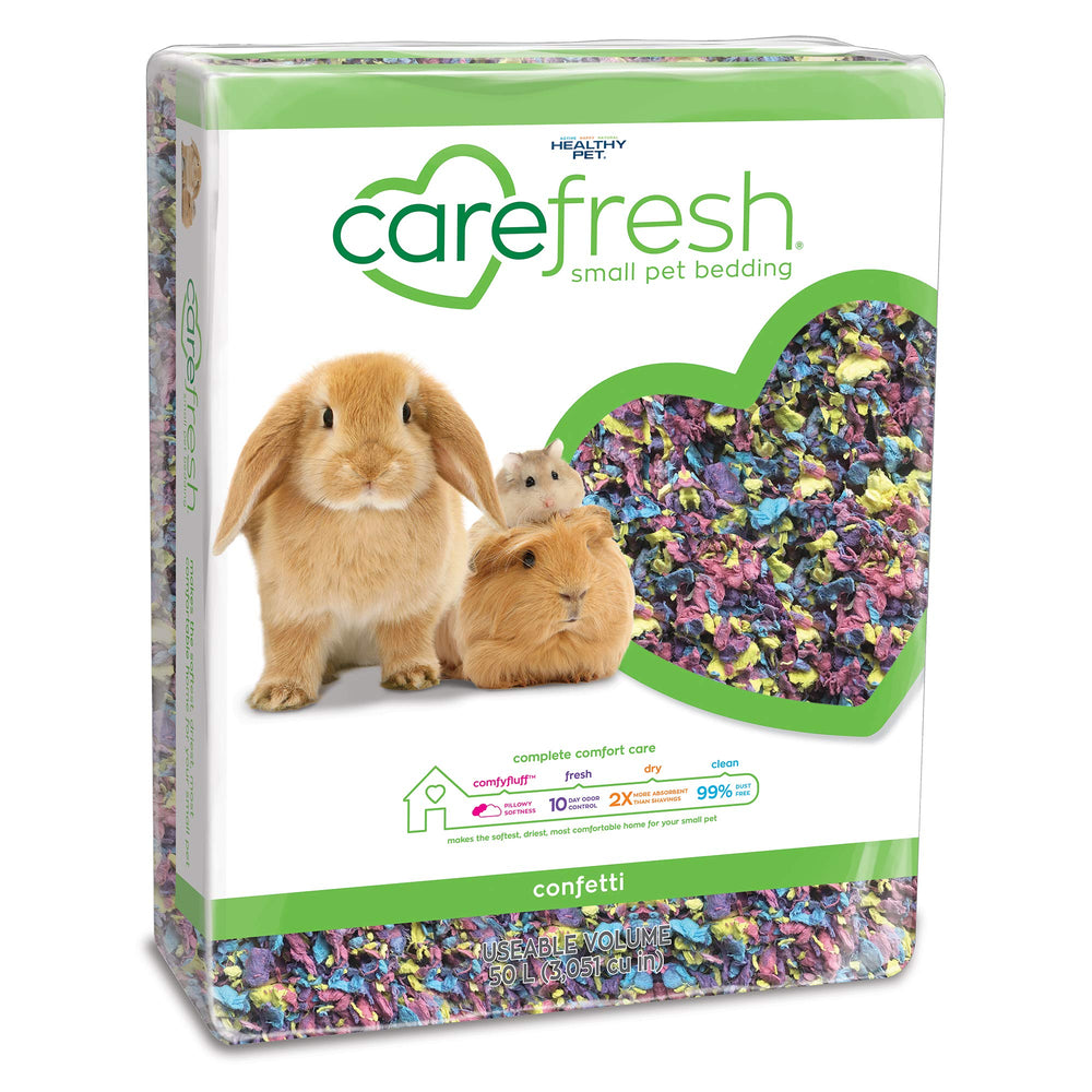 Carefresh paquet avant montrant 50L et confort pour petits animaux
