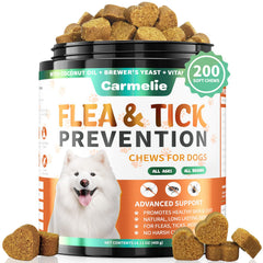 Carmelie emballage avant montrant 200 chews et bénéfice protection pratique