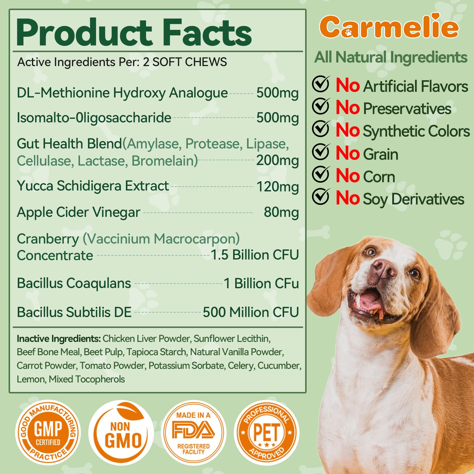 Ingrédients naturels Carmelie en gros plan montrant canneberge et vinaigre de cidre bénéfiques