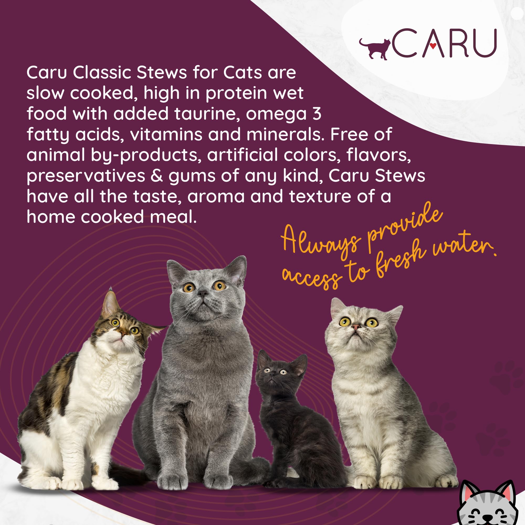 Caru service dans un bol, chat mangeant, favorise appétit