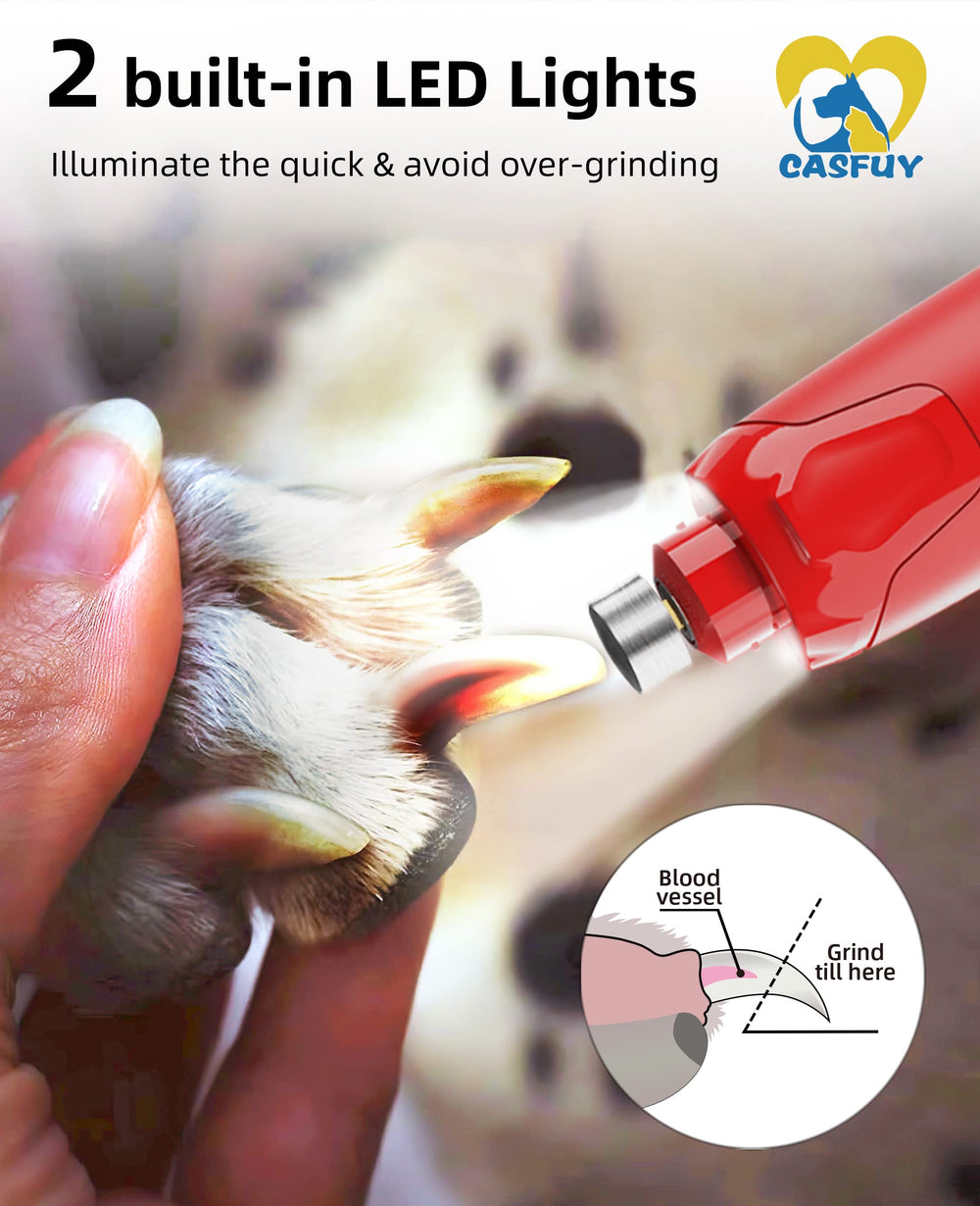 Casfuy LED allumées éclairant l'ongle, meilleure visibilité pour éviter le quick