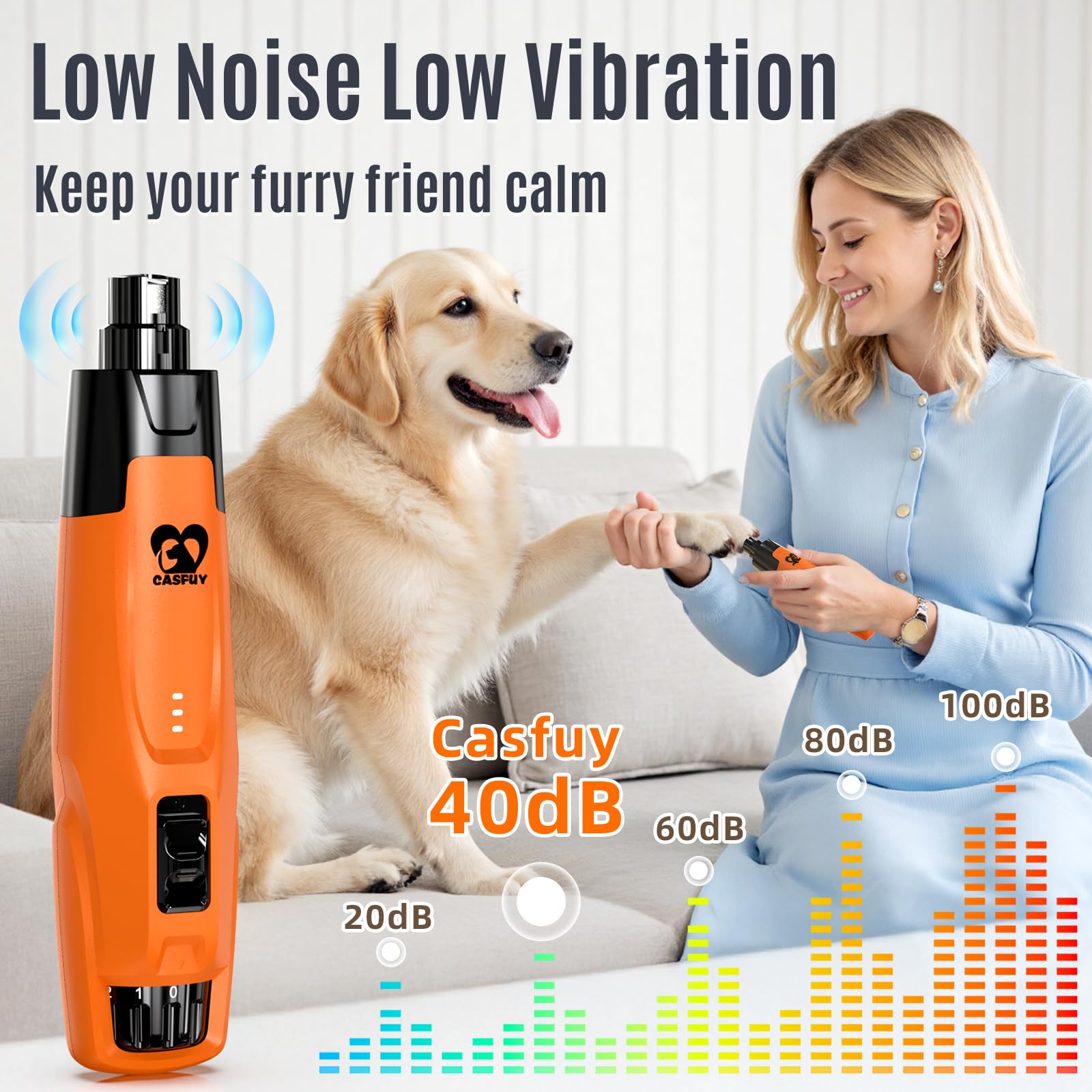 Casfuy N75 en usage sur chien calme pour une coupe sans stress.
