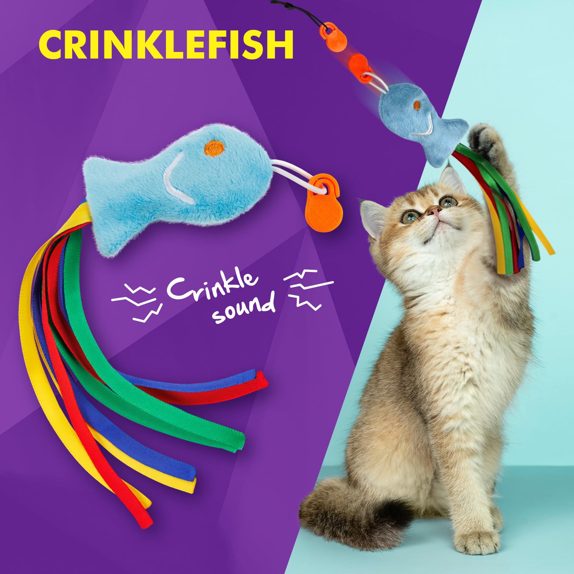 Cat Amazing Feather en mouvement, plume provoque sauts et poursuites