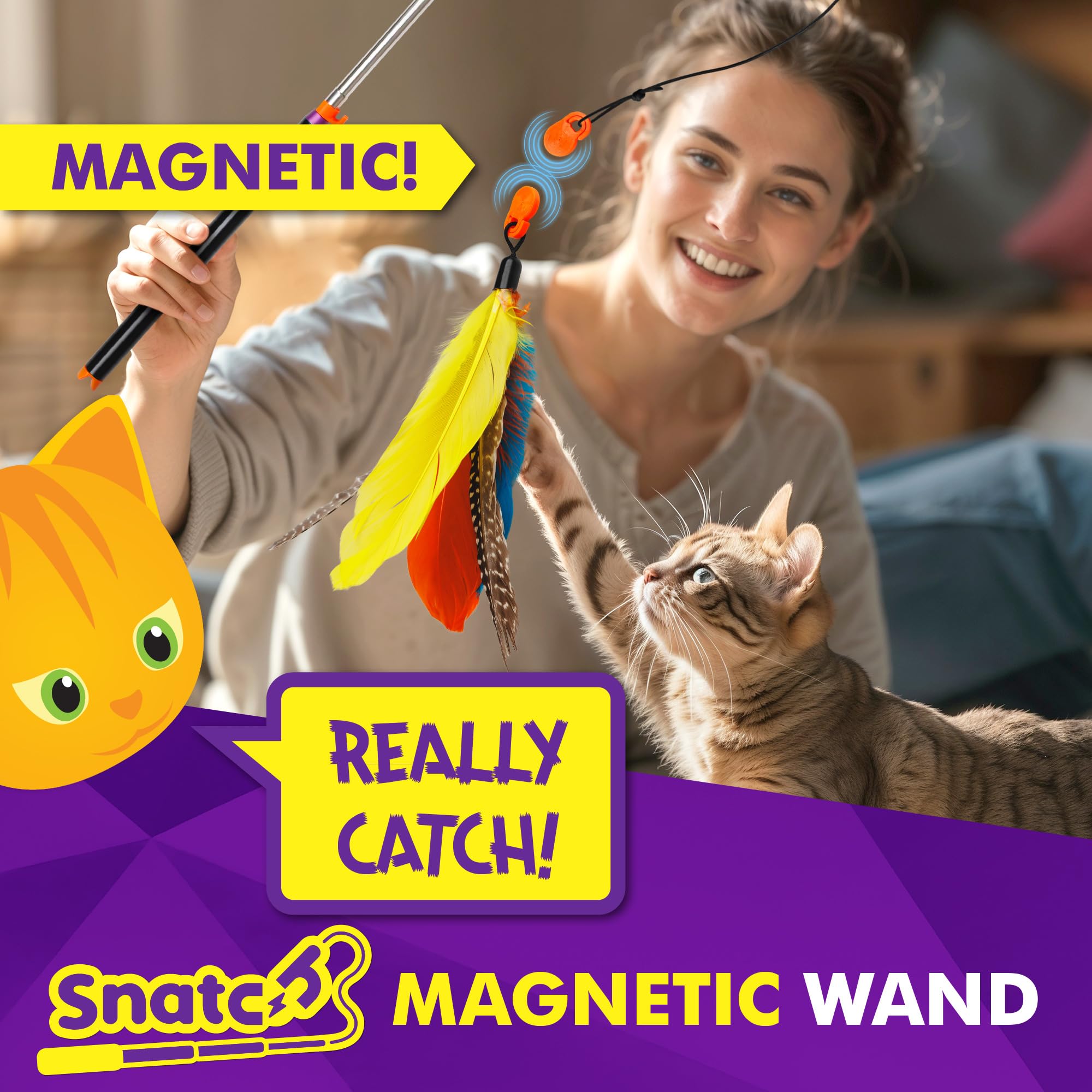 Cat Amazing Snatch en usage avec chat sautant, stimule l'exercice et l'agilité