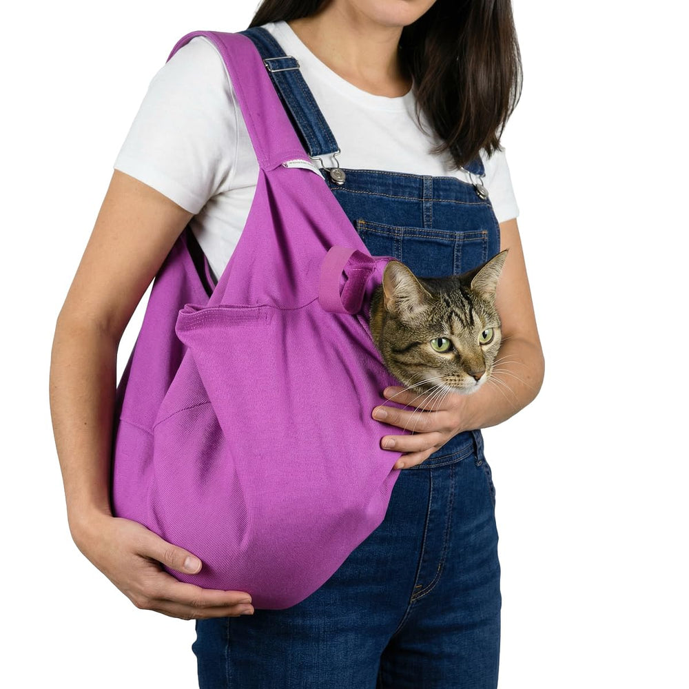 Cat-in-the-Bag vue avant du sac lavande montrant confort et maintien