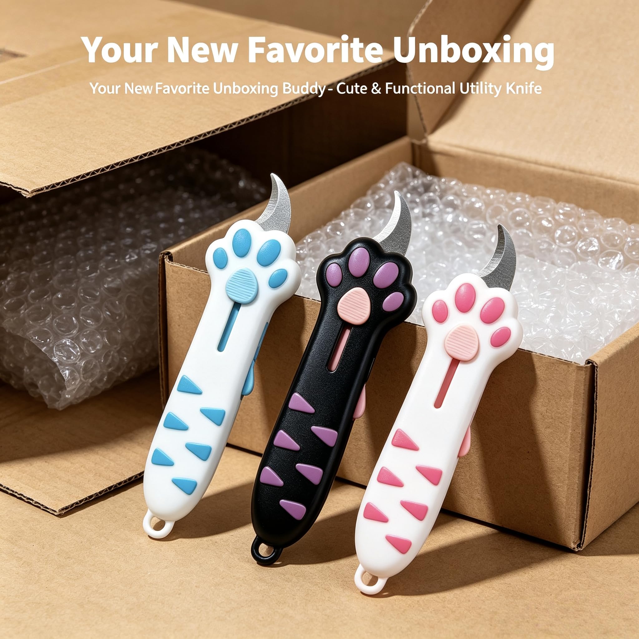 Cat Paw Box Cutter lot de trois pour avoir un cutter à plusieurs endroits