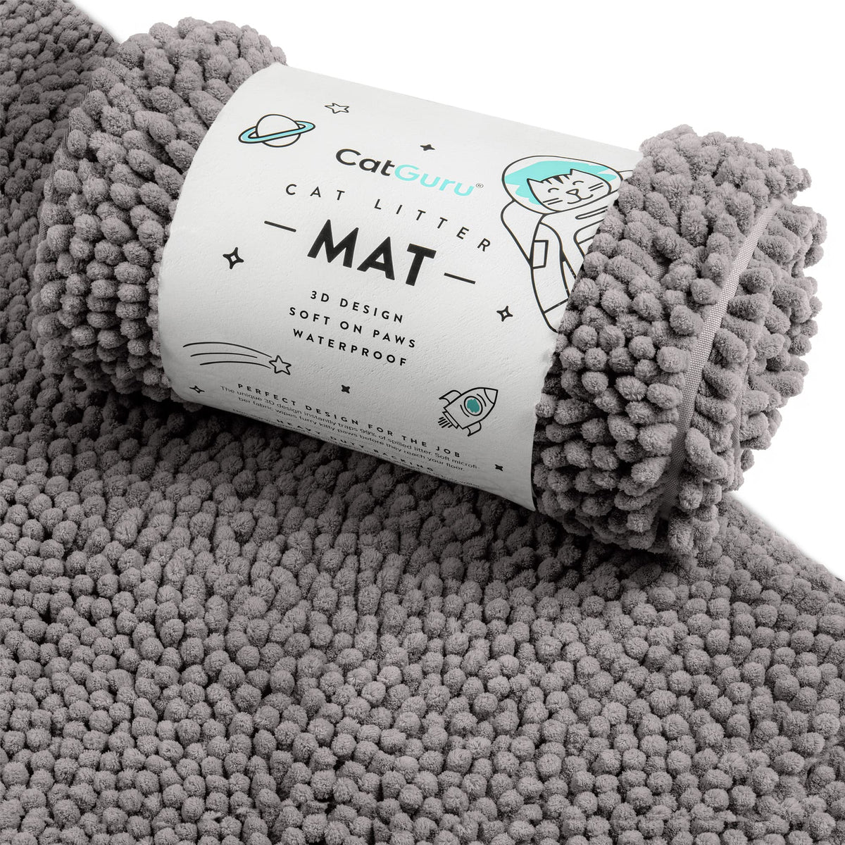 CatGuru tapis devant bac montrant couverture et protection du sol