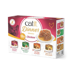 Catit emballage avant multipack poulet montrant portions pratiques et fraîcheur