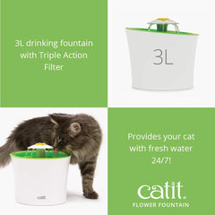 Catit détail du filtre triple action montrant charbon et maille, purifie l'eau