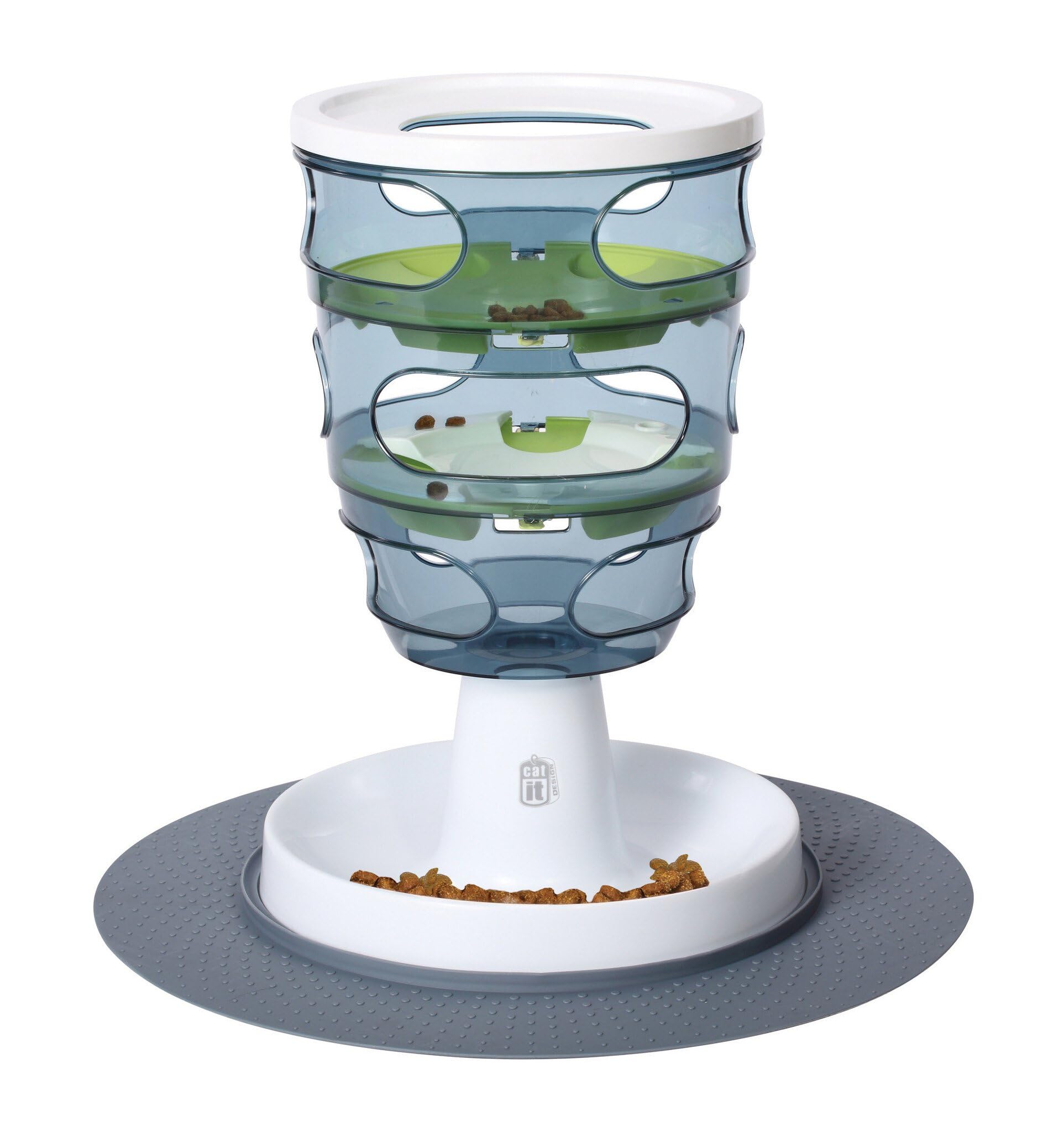 Catit Food Tree vue avant montrant la forme d'arbre et favorisant le jeu alimentaire