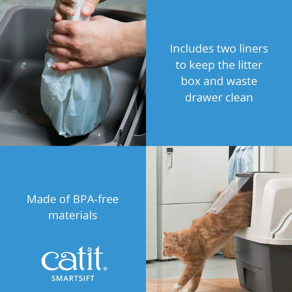 Catit Smartsift vue intérieure illustrant la litière propre recyclée automatiquement