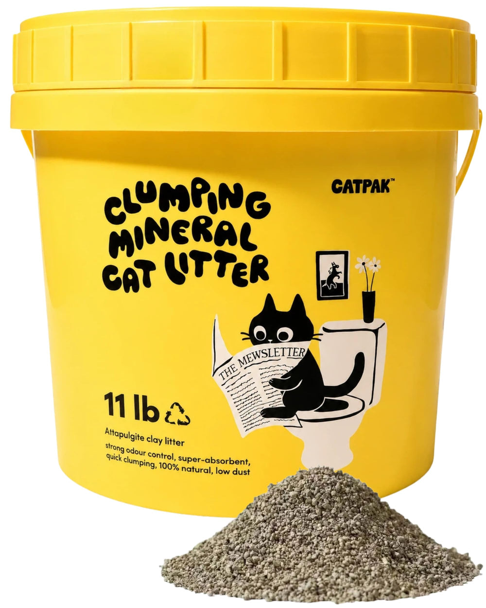 CATPAK seau avant montrant taille pratique et poignée facile