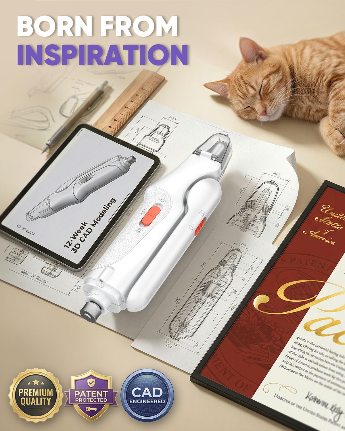 CATPICK comparaison de taille indiquant portabilité et rangement