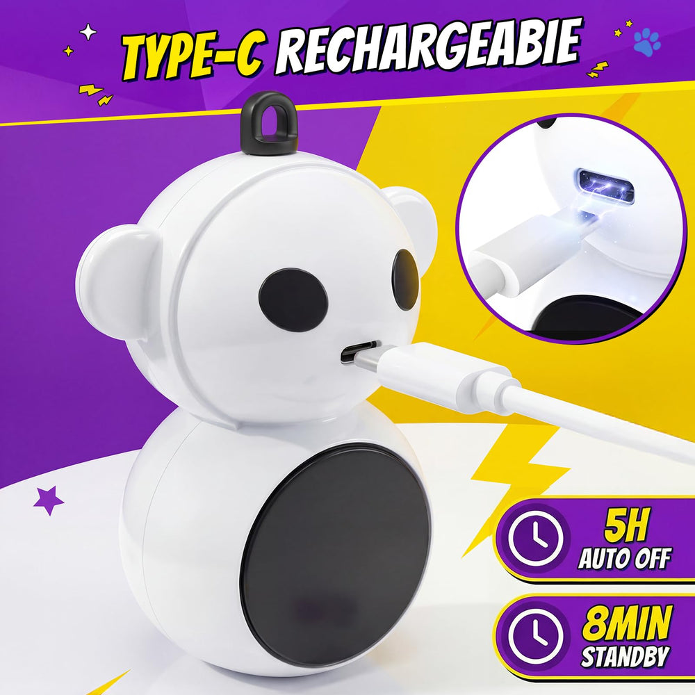 Catpick joy câble USB et panneau de commande montrant recharge et réglages