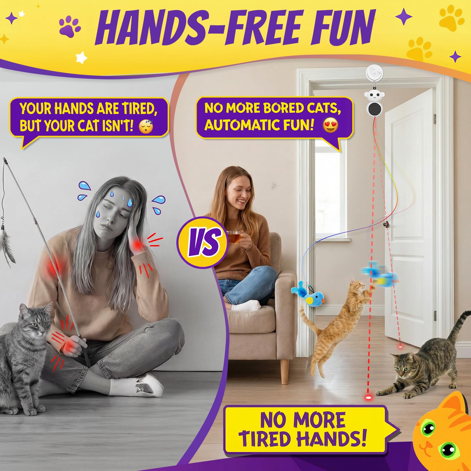 Catpick joy fixé sur un encadrement de porte montrant économie d’espace