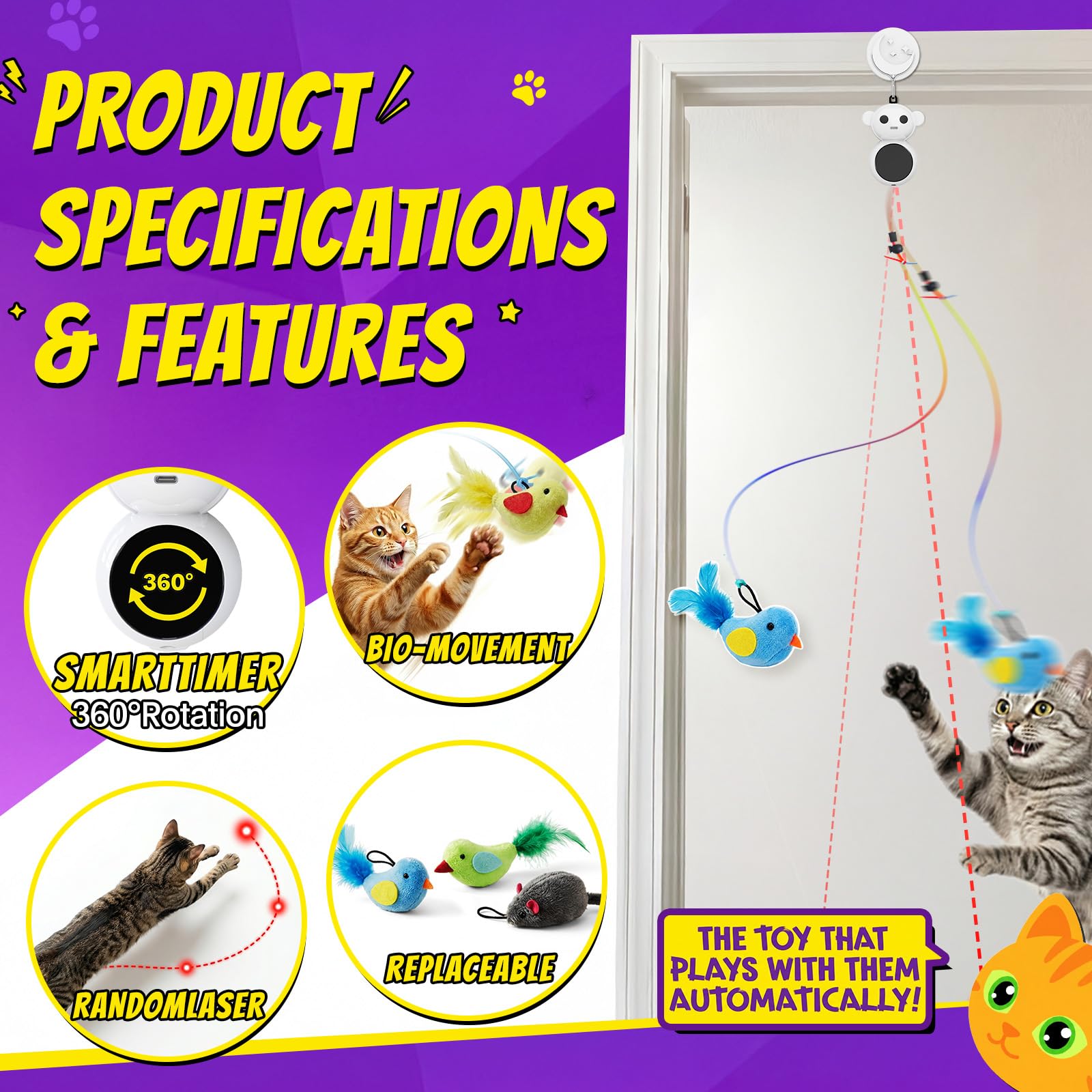 Catpick joy unité laser en action affichant mouvement pour chasser visuellement