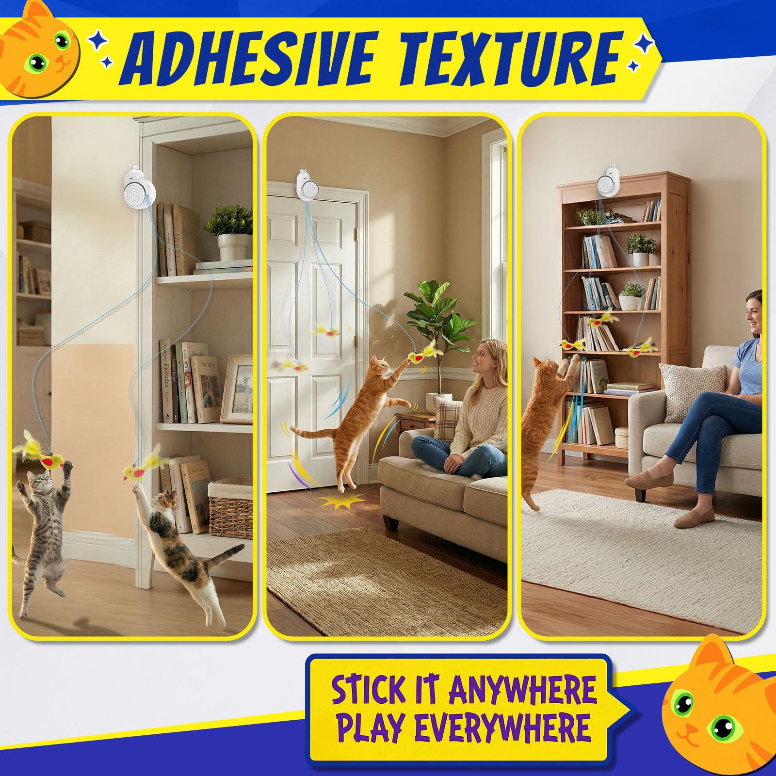 Catpick toy gros plan sur la ligne élastique, Catpick toy réduit les enchevêtrements pour un jeu sûr
