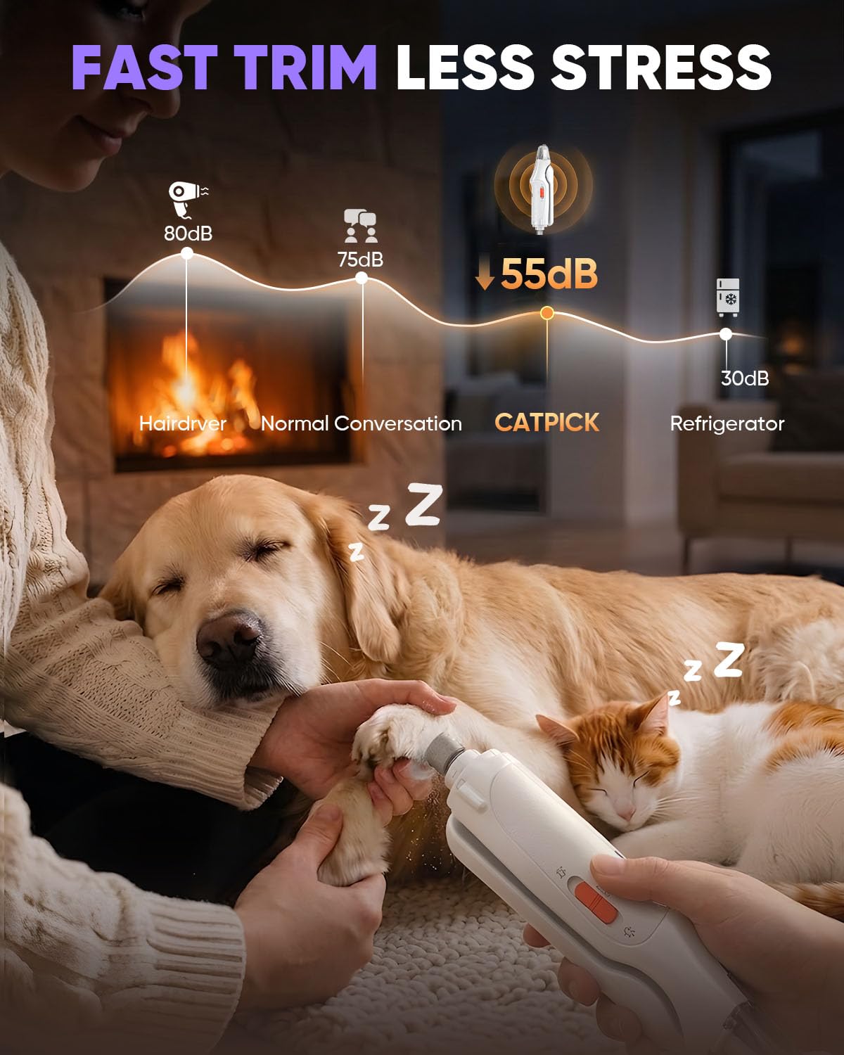 CATPICK en action sur un chat calme, crée une expérience de toilettage douce