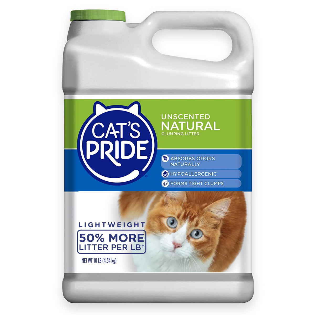 Cat's Pride emballage avant 10 lb montrant format pratique et économie