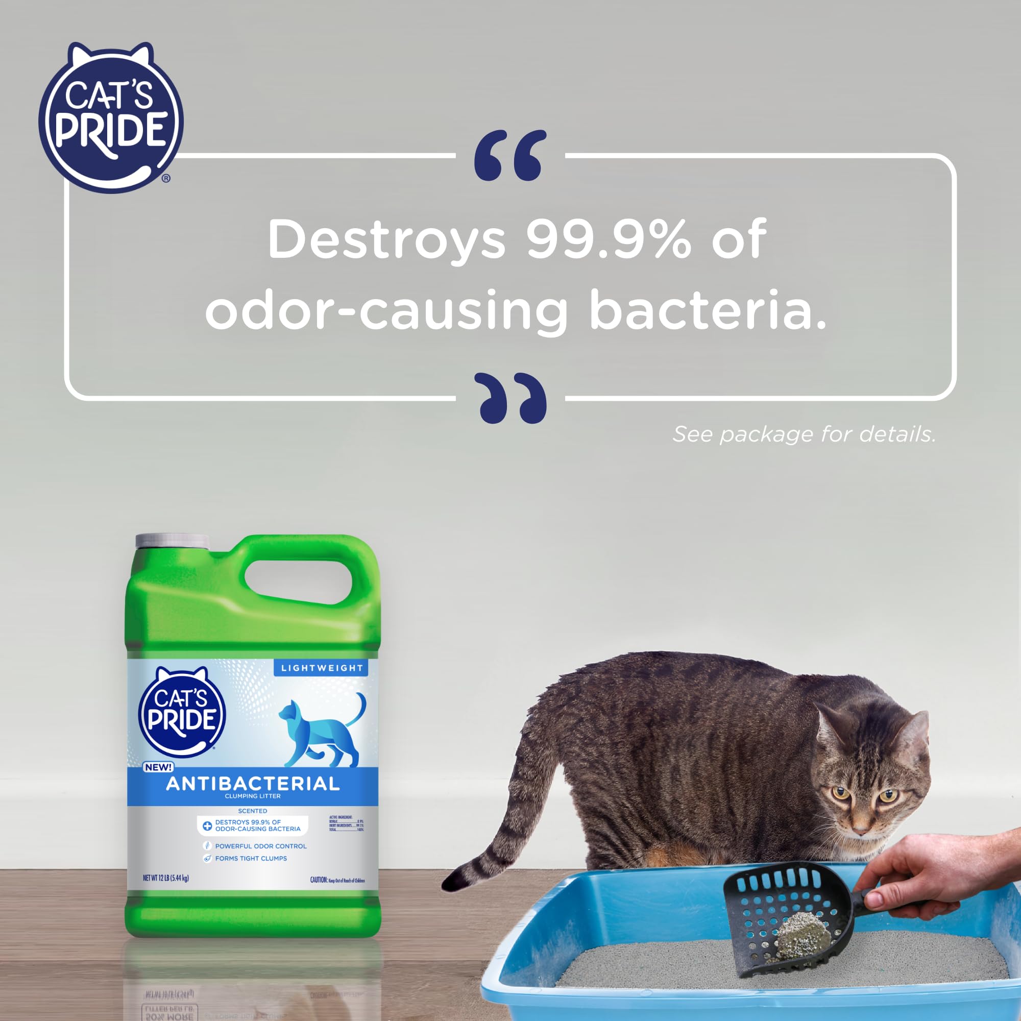 Cat's Pride étiquette produit lisible affichant les caractéristiques et bénéfices