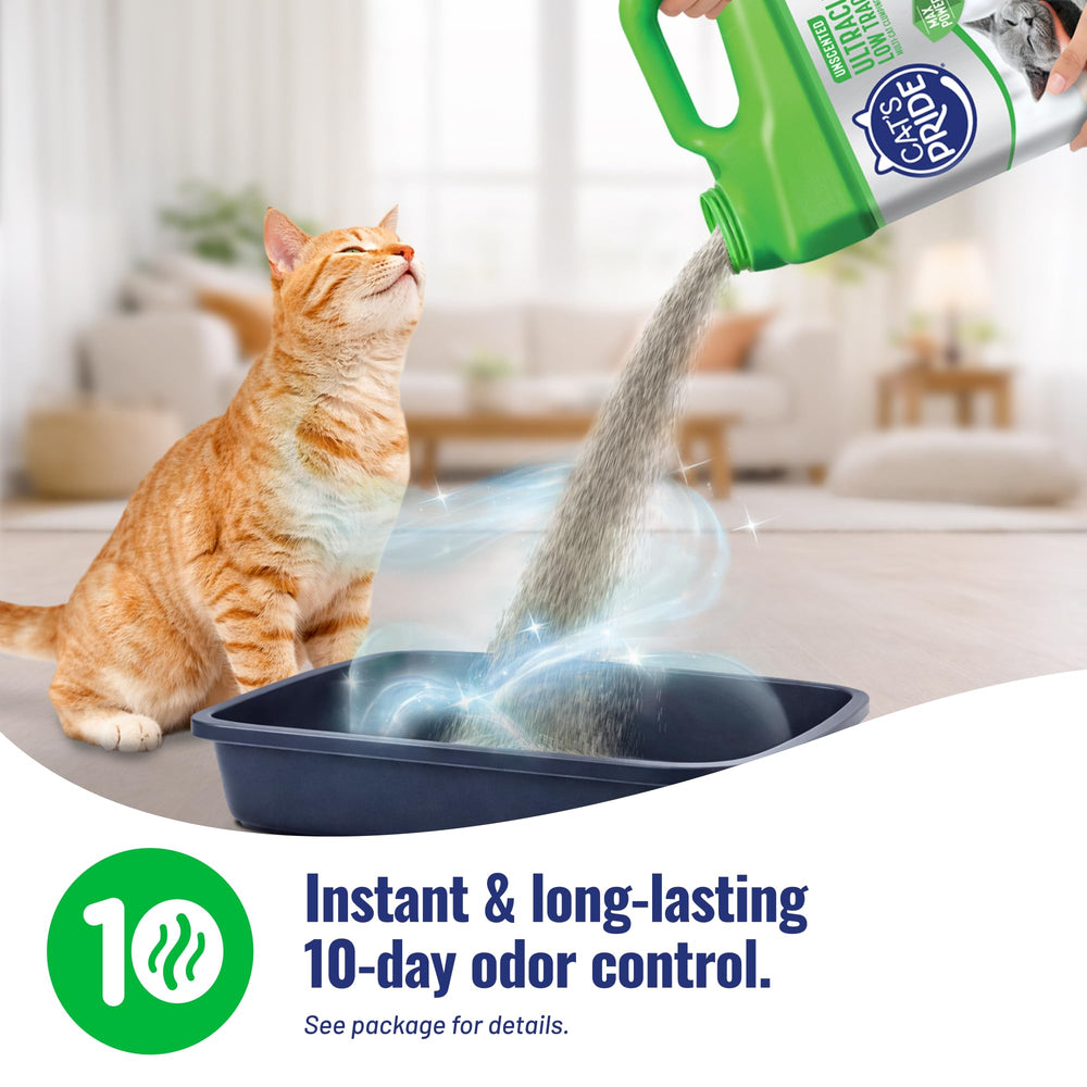 Cat's Pride détail d'étiquette indiquant ingrédients et avantages clairs