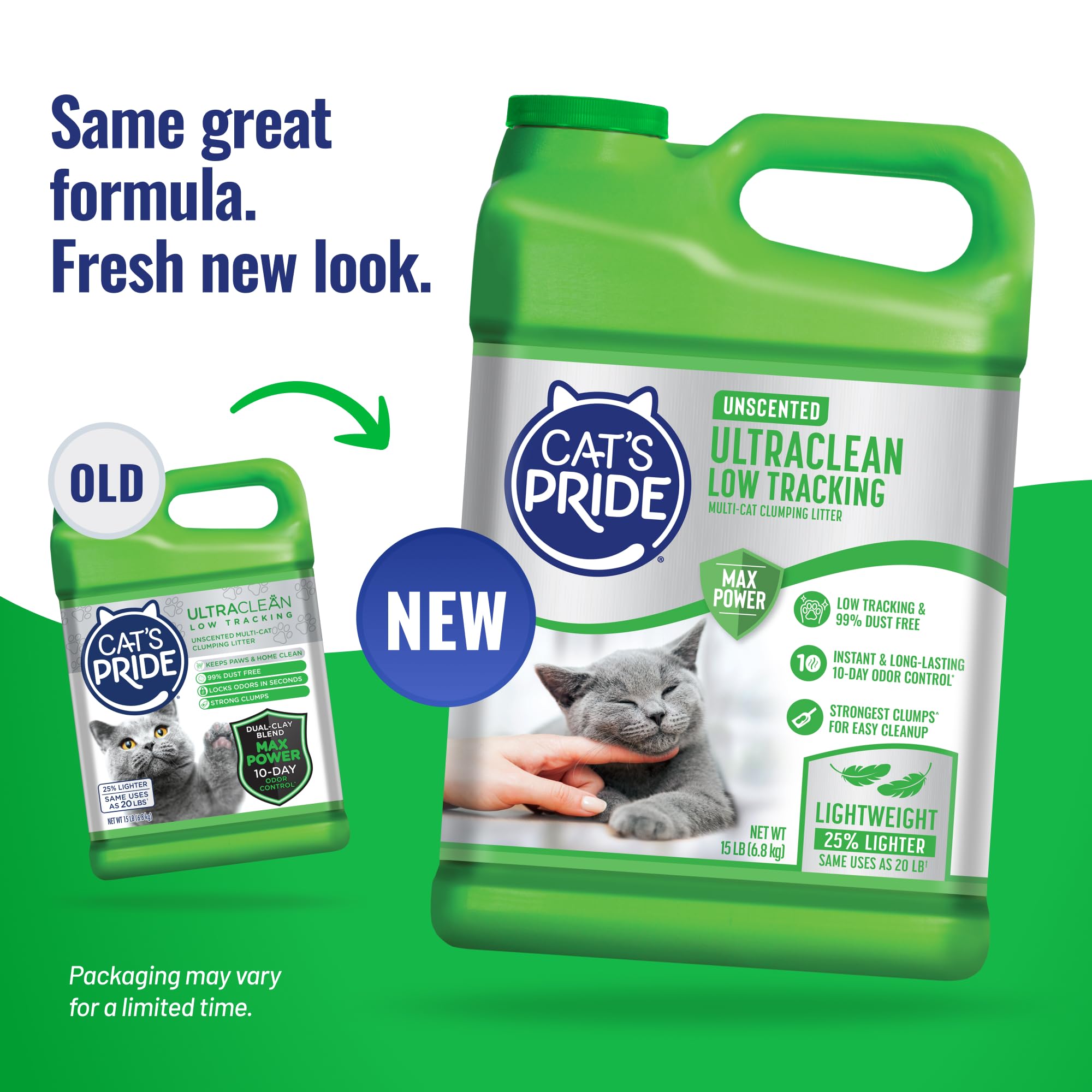 Cat's Pride gros plan sur granulés low-tracking montrant texture anti-pistage