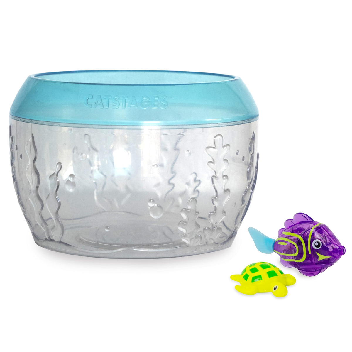 Catstages bol face montrant jouets et transparence pour stimulation visible