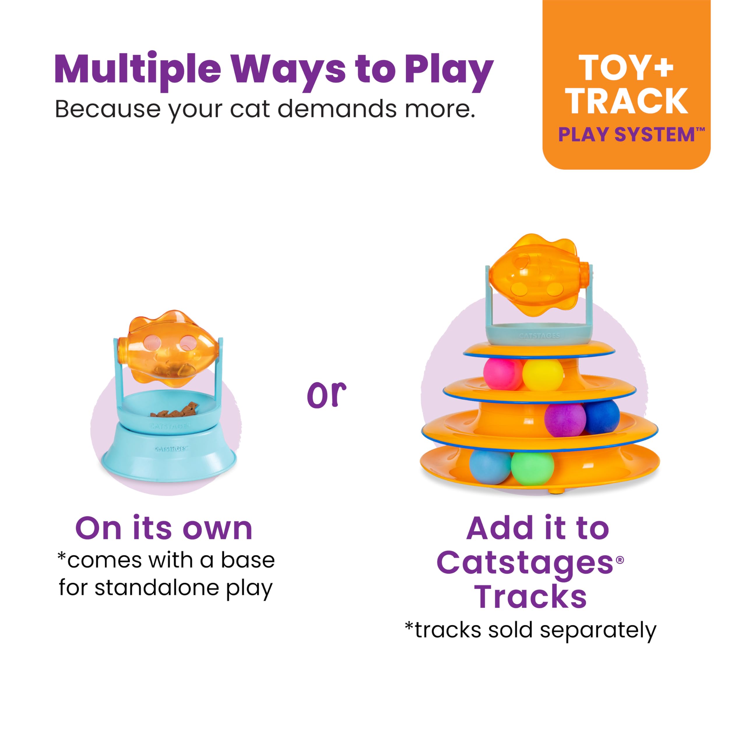 Catstages poisson en rotation libérant friandises pour stimulation mentale