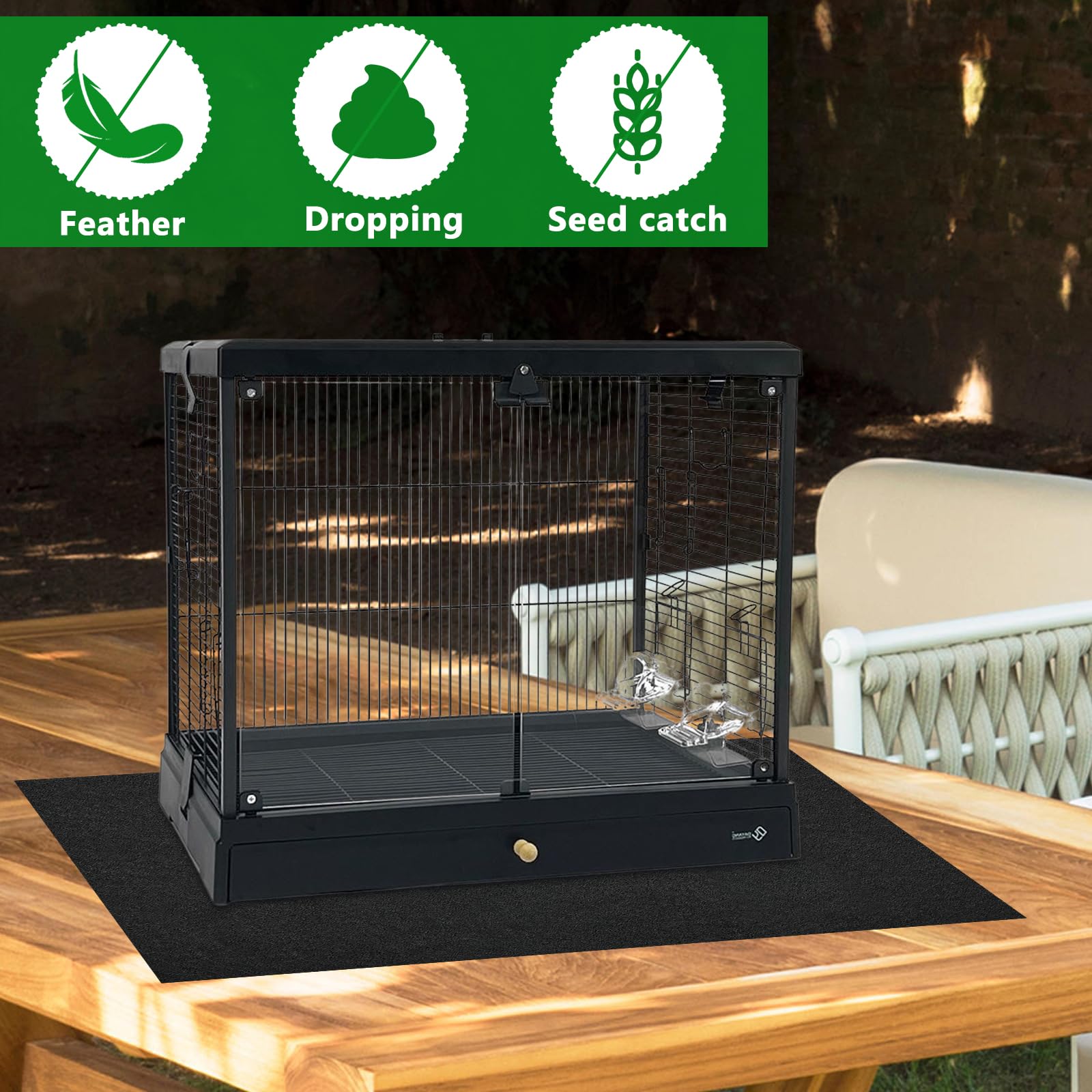 CebraBounze tapis placé sous une cage d’oiseaux réduit saletés et bruits