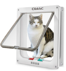 CEESC chatière face avant sur porte blanche, accès pratique pour animaux