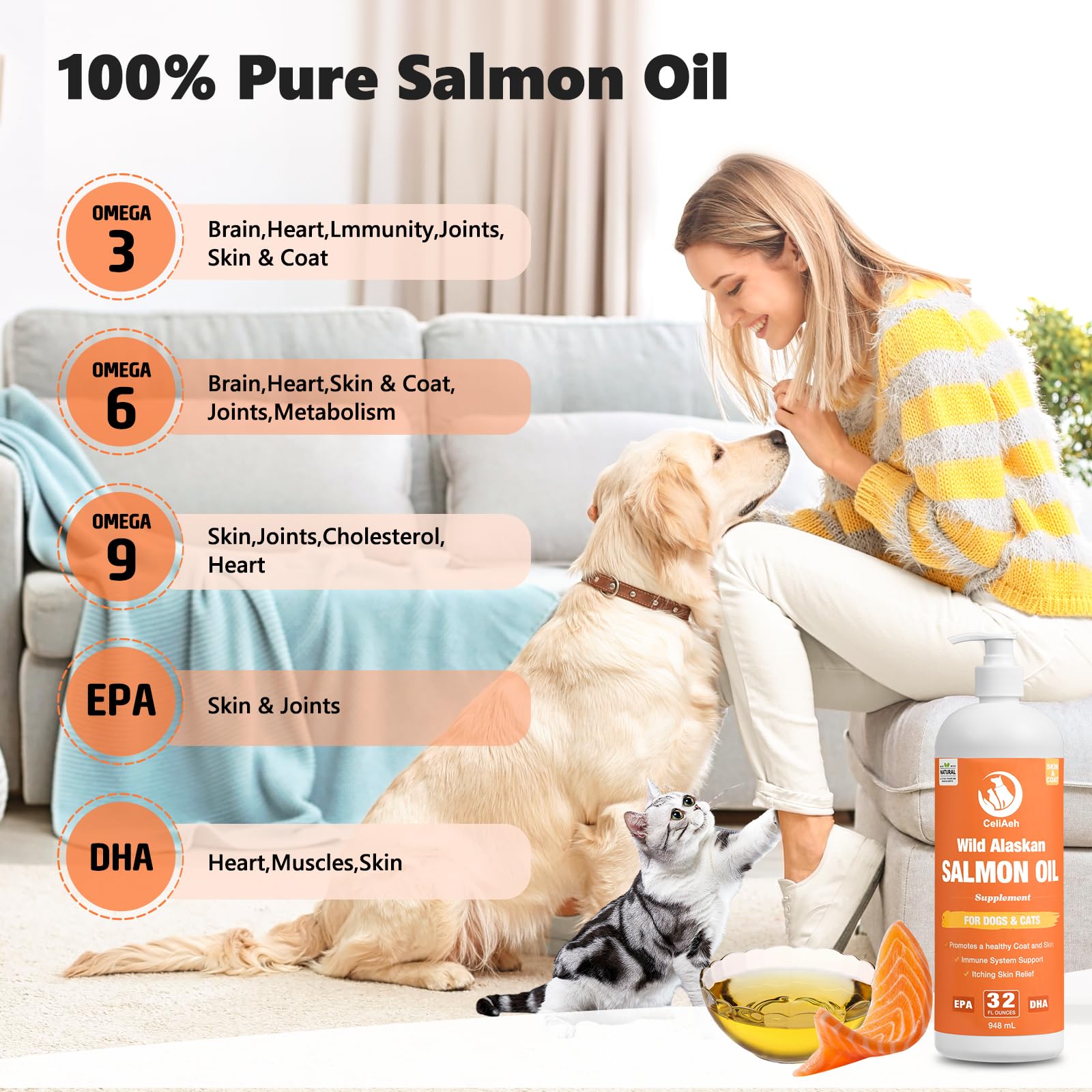 CeliAeh goutte d’huile de saumon illustrant texture pure et nutritive