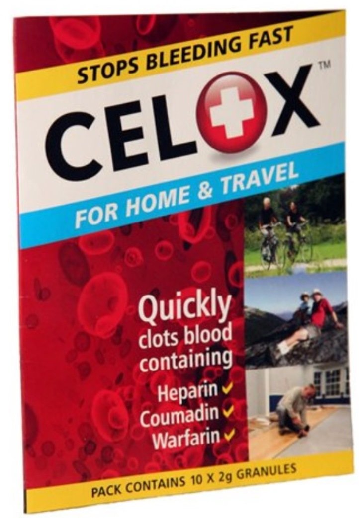 CELOX sachet 2g emballage avant montrant protection stérile et portabilité