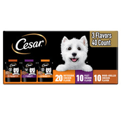 Cesar emballage assortiment filet bœuf et poulet montrant praticité
