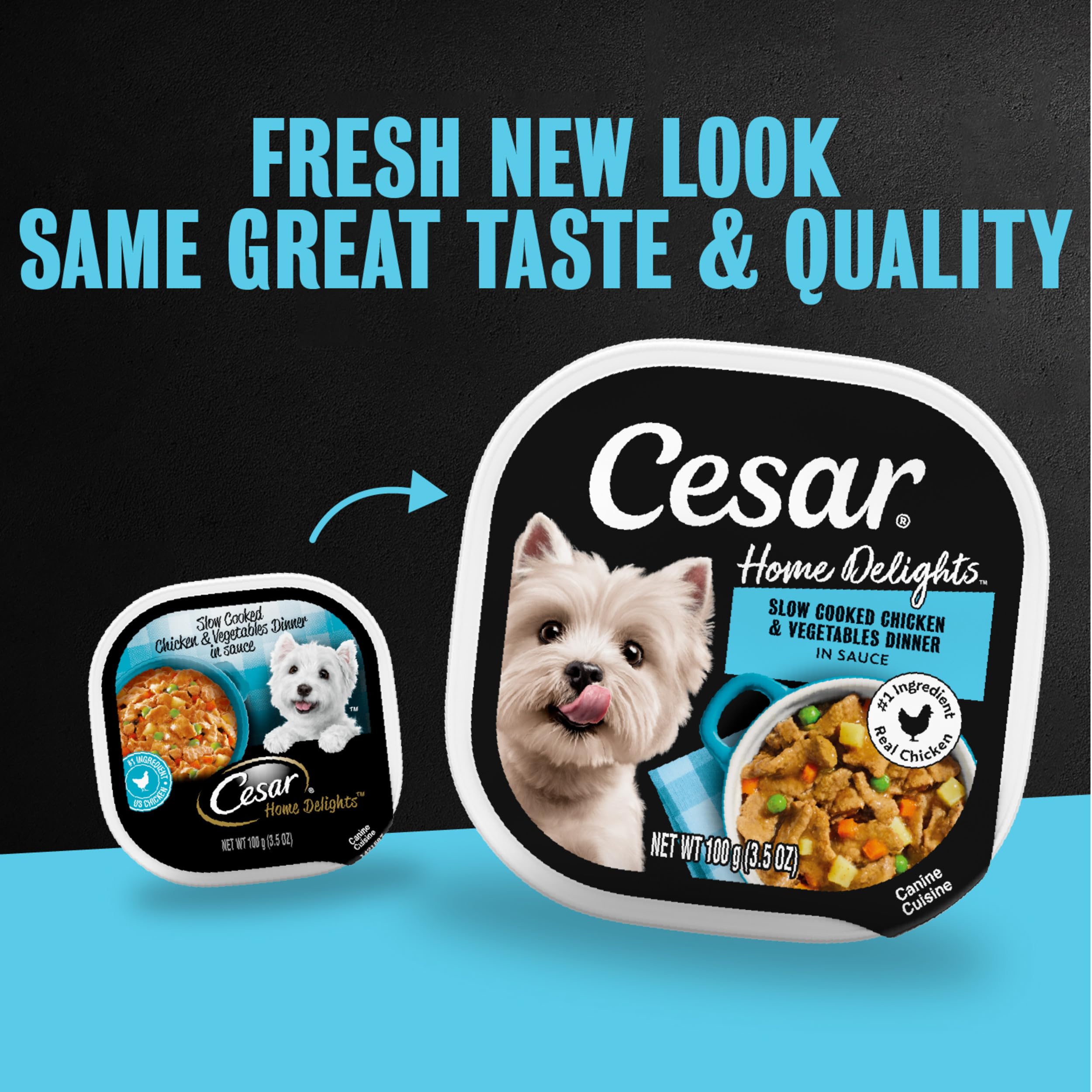 Cesar gros plan texture pâtée montrant tendreté et appétence