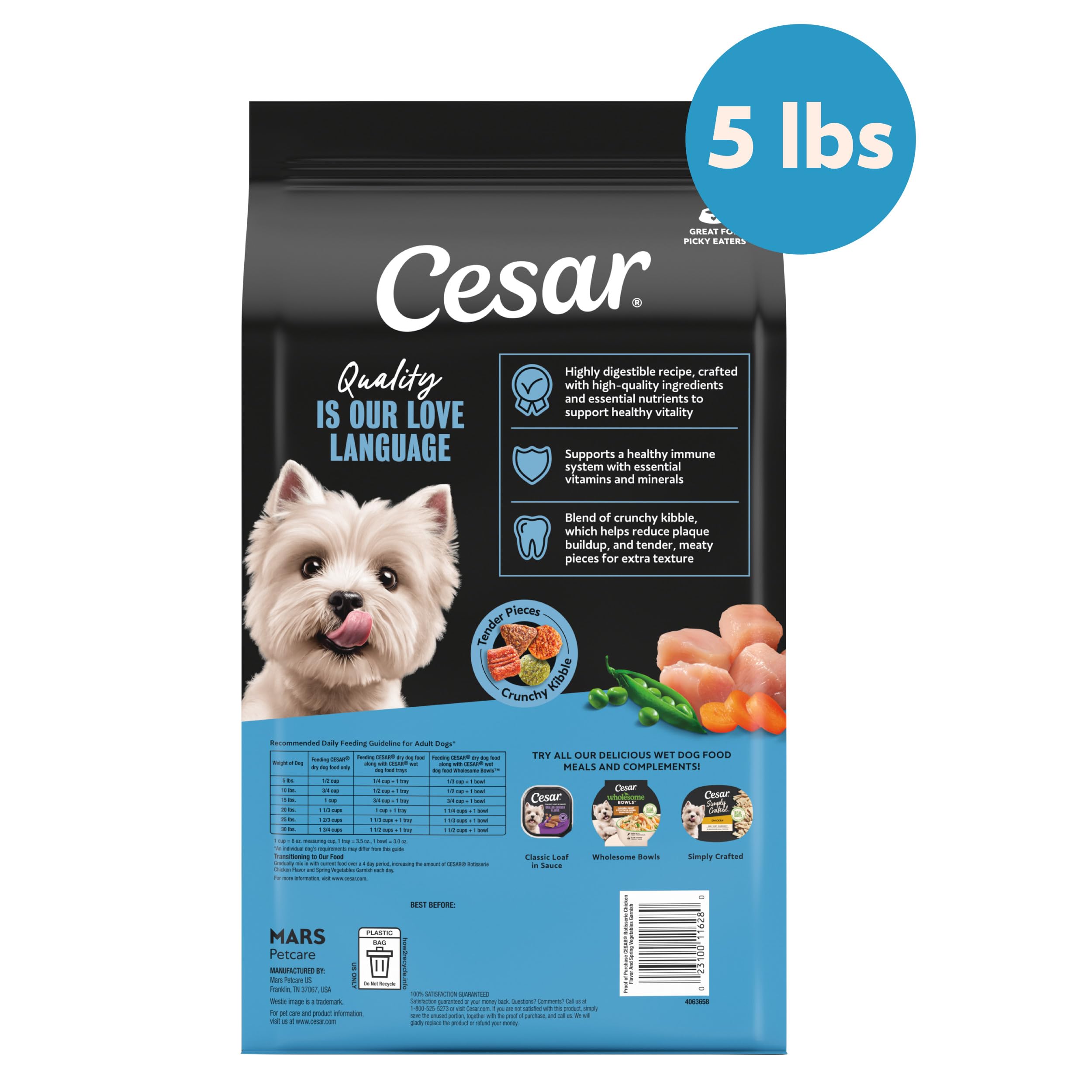 Cesar close-up poulet premier ingrédient illustrant source de protéines