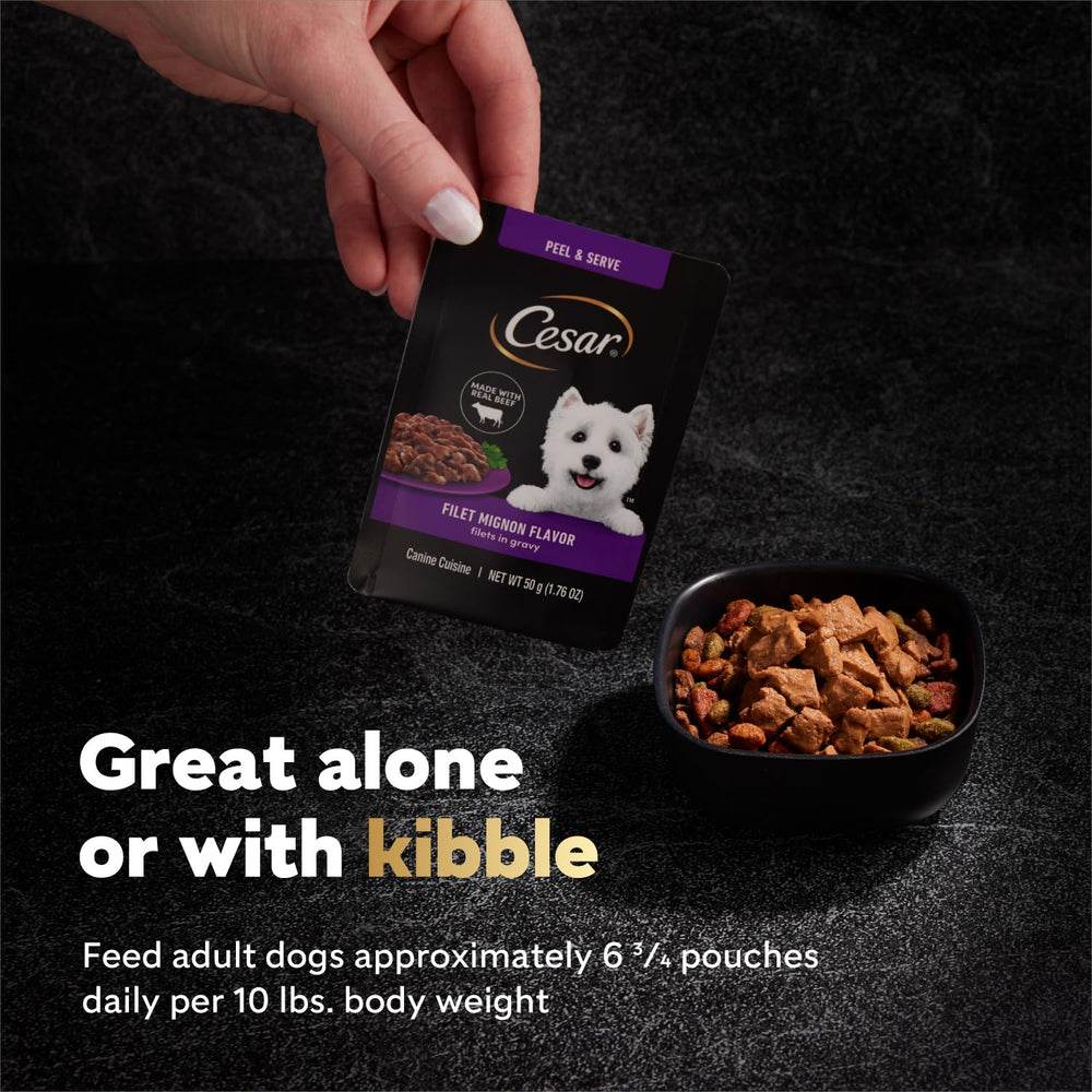 Cesar comparaison taille montrant le sachet dans une main pour échelle