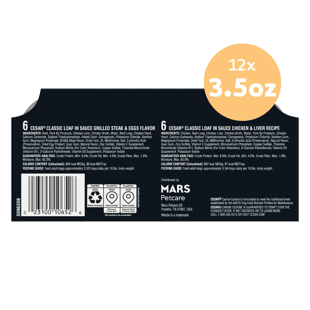Cesar étiquette nutrition détaillée pour informations consommateur