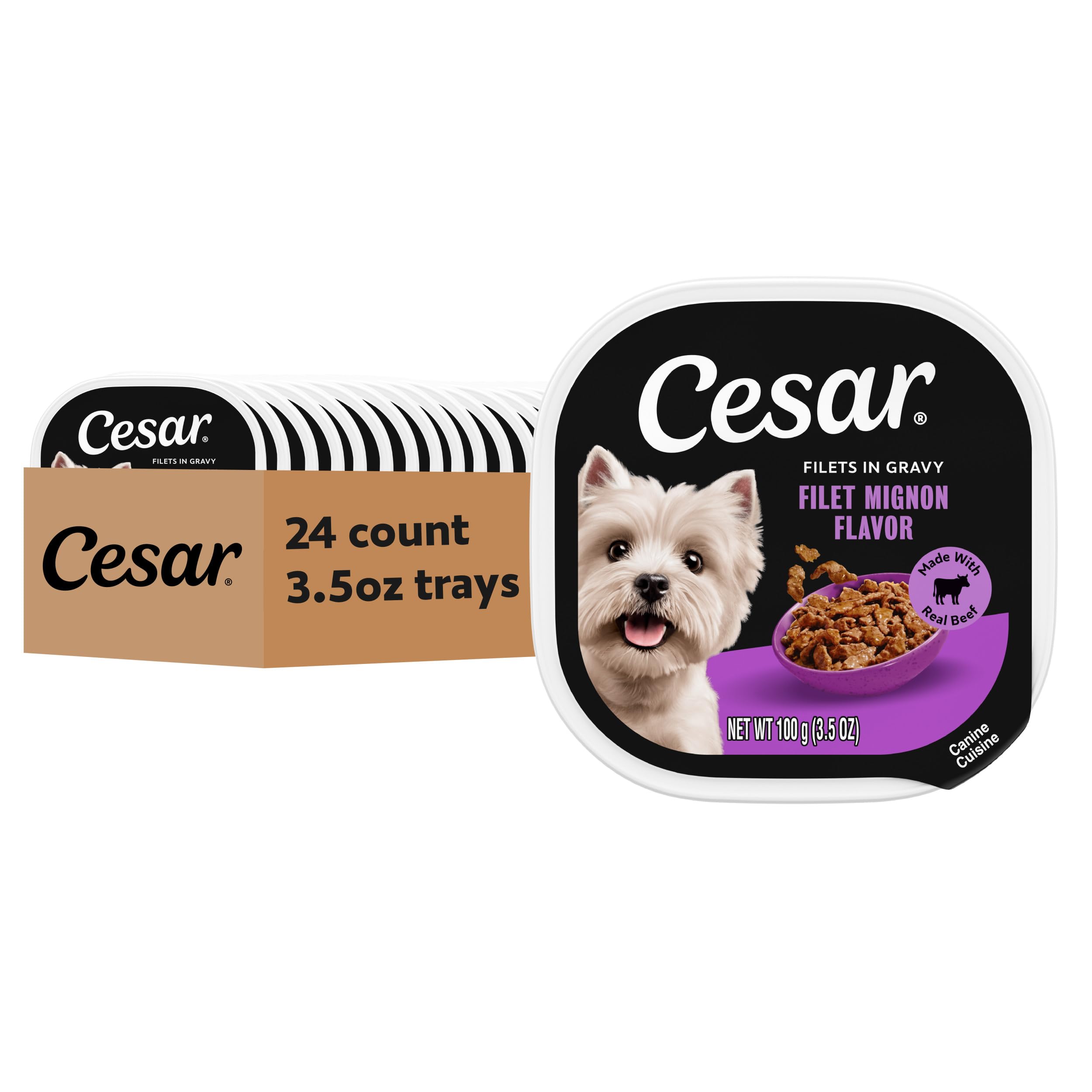 Cesar avant emballage montrant filets de bœuf réel et qualité