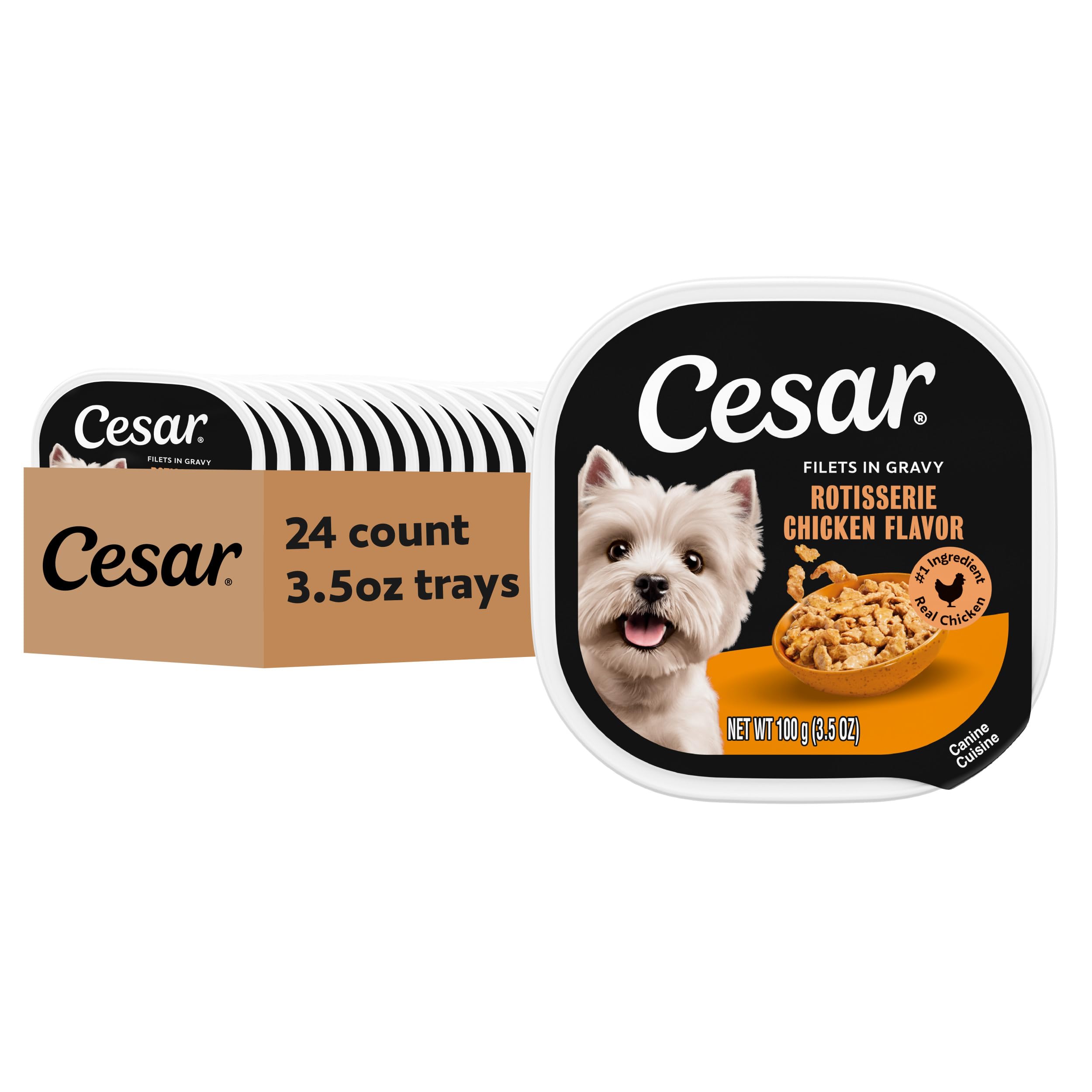 Cesar vue avant de la barquette montrant un repas prêt à servir, appétence améliorée