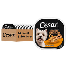 Cesar vue avant de la barquette montrant un repas prêt à servir, appétence améliorée