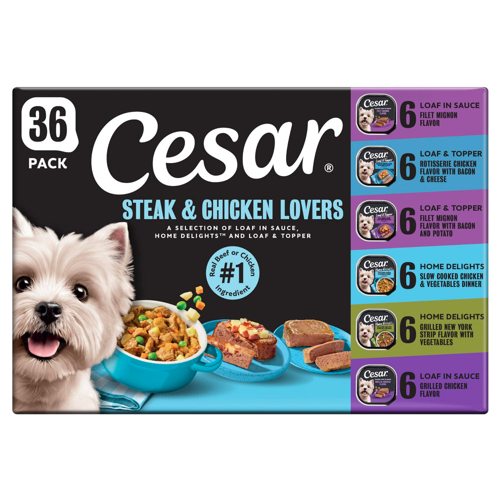 Cesar emballage avant montrant contenu et variété, incite confiance