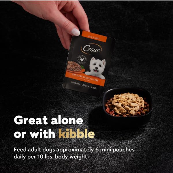 Cesar portion versée sur croquettes pour relever le repas quotidien