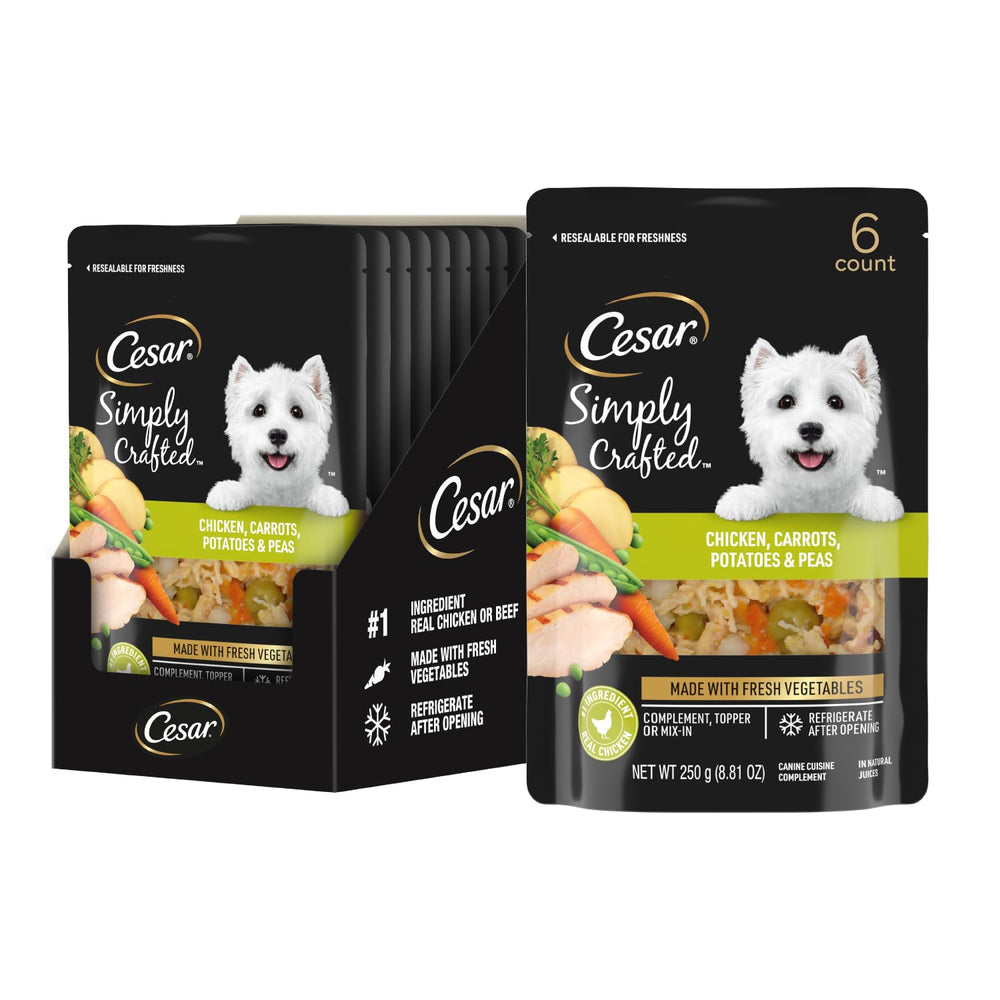 Cesar topper poulet vue avant de la boîte montrant emballage pratique