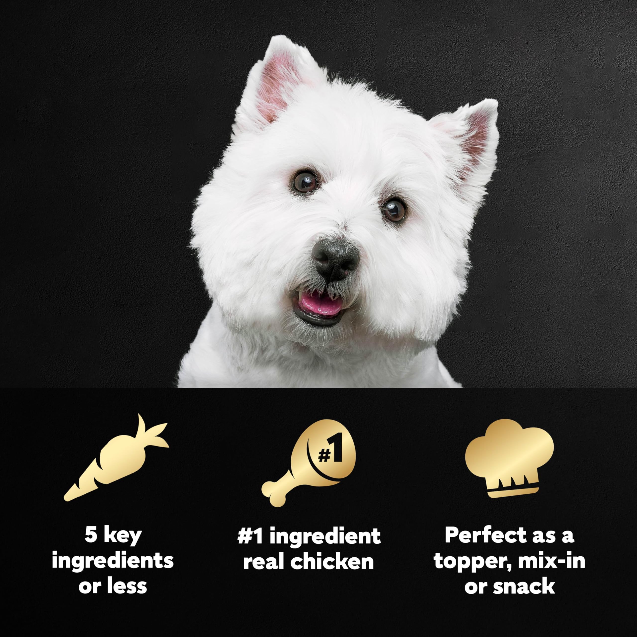 Cesar opercule ouverte révélant topper poulet prêt à servir, facilité d'usage