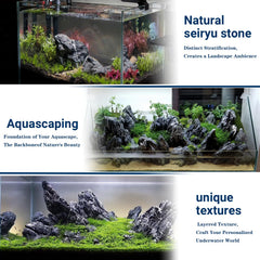 ChaoLeHo pierres Seiryu en aquarium créant reliefs et cachettes pour poissons
